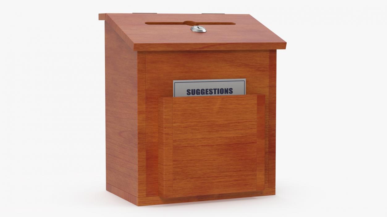 Brown Wooden Suggestion Box with Card 2 3D model