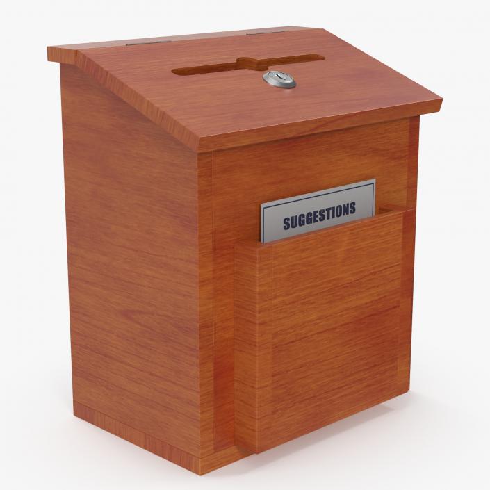 Brown Wooden Suggestion Box with Card 2 3D model