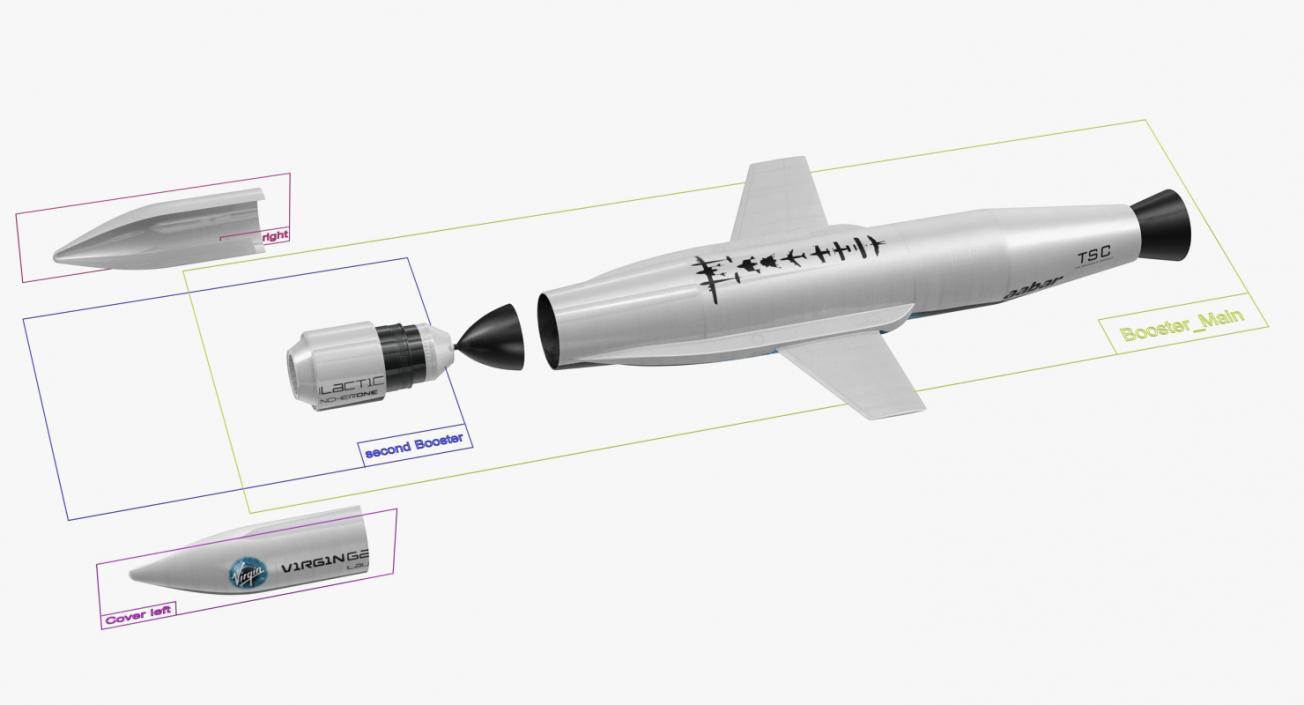 3D Virgin Galactic LauncherOne Rocket Rigged