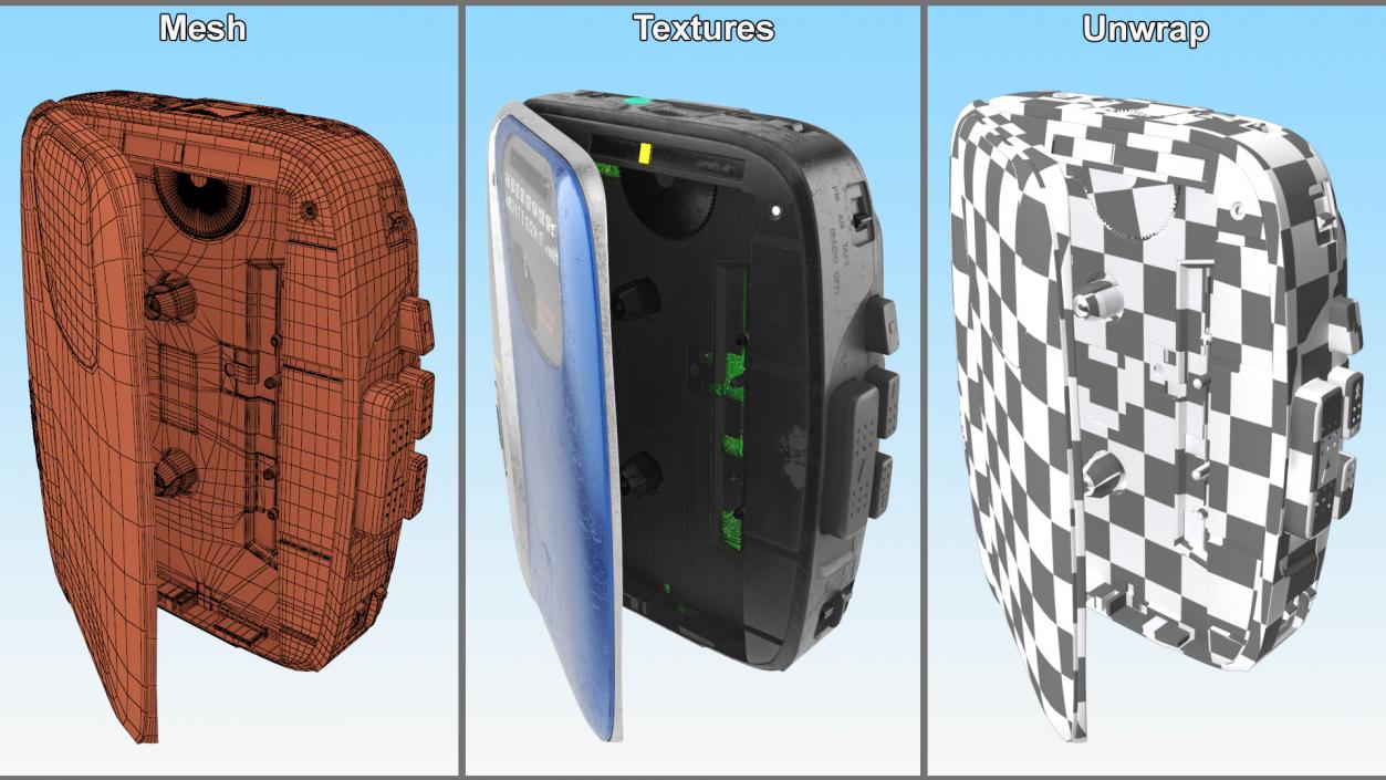 Retro Portable Cassette Player Old 3D model