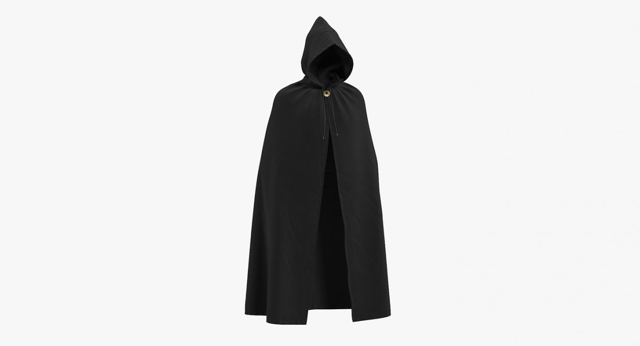 Black Cloak or Cape with Hood 3D model