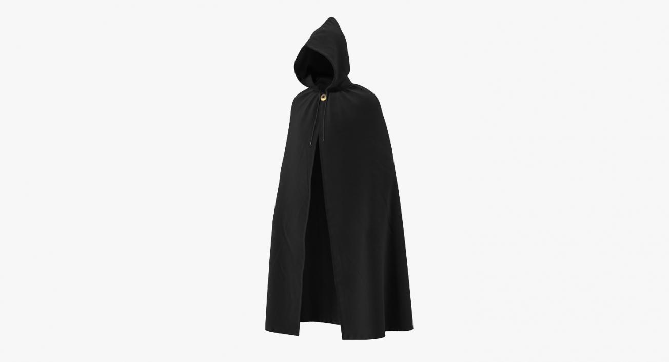 Black Cloak or Cape with Hood 3D model