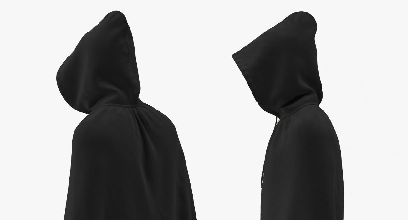 Black Cloak or Cape with Hood 3D model