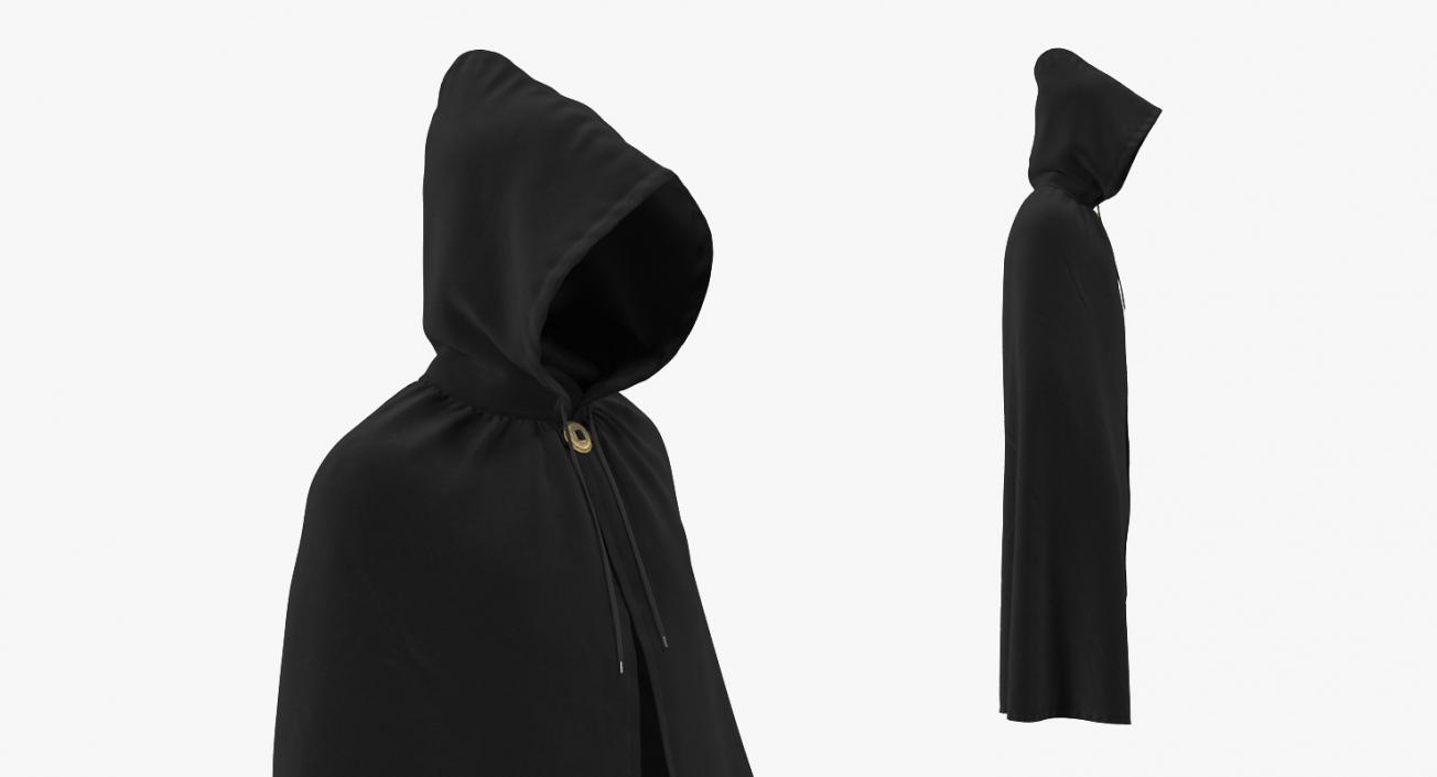 Black Cloak or Cape with Hood 3D model