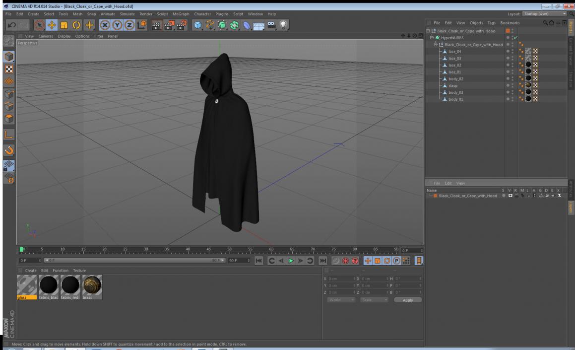 Black Cloak or Cape with Hood 3D model