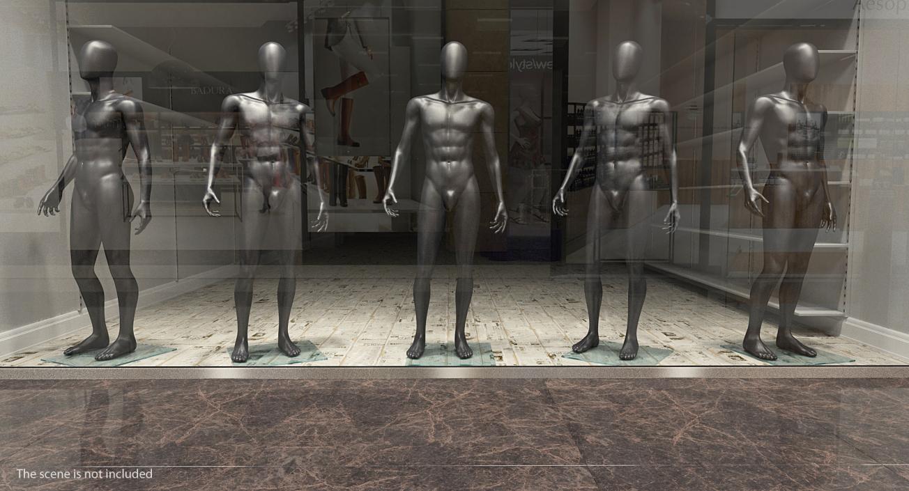 3D Male Mannequin Dark Standing Pose model