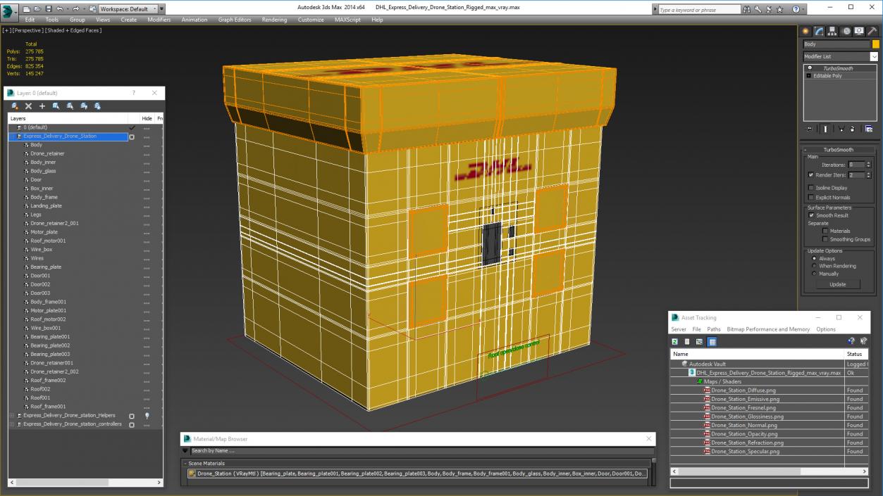 3D DHL Express Delivery Drone Station Rigged