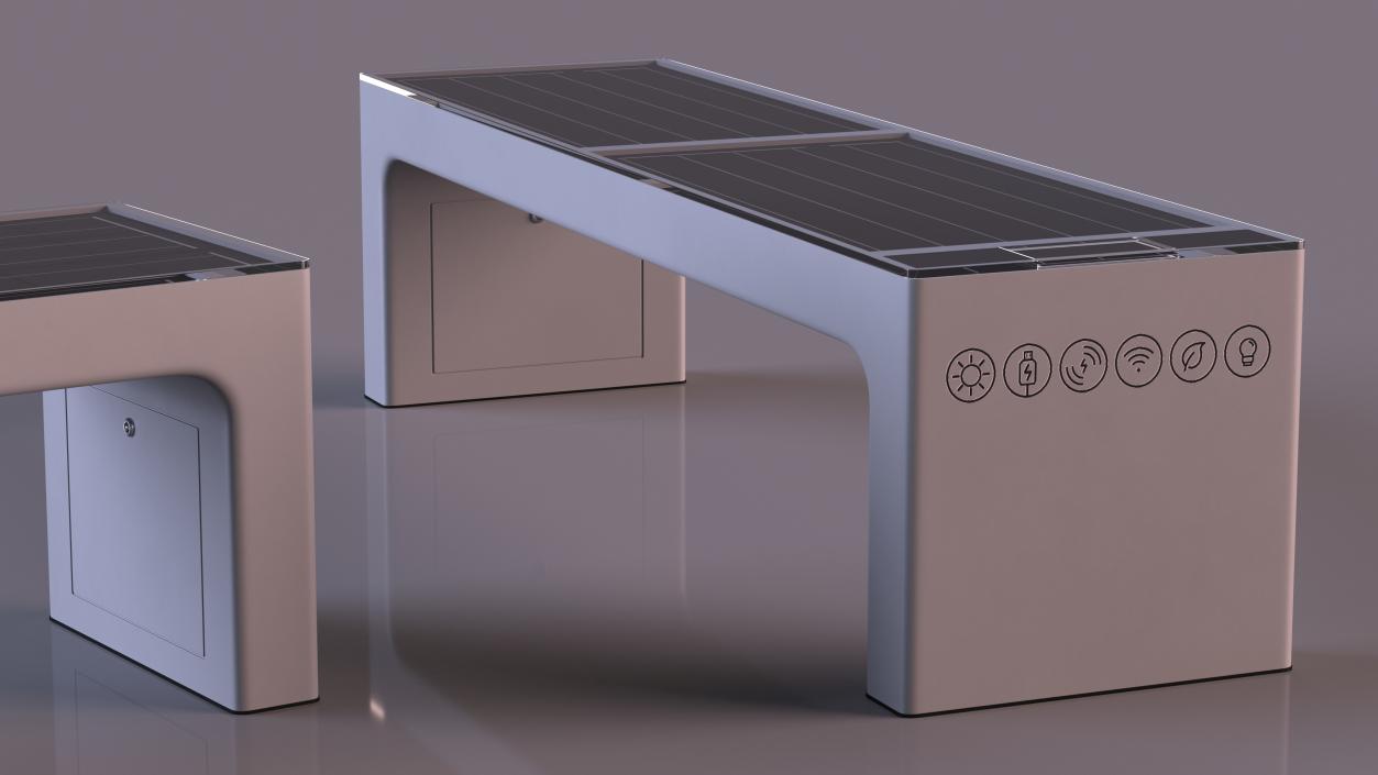 Smart Solar Bench Grey 3D