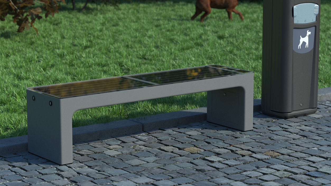 Smart Solar Bench Grey 3D