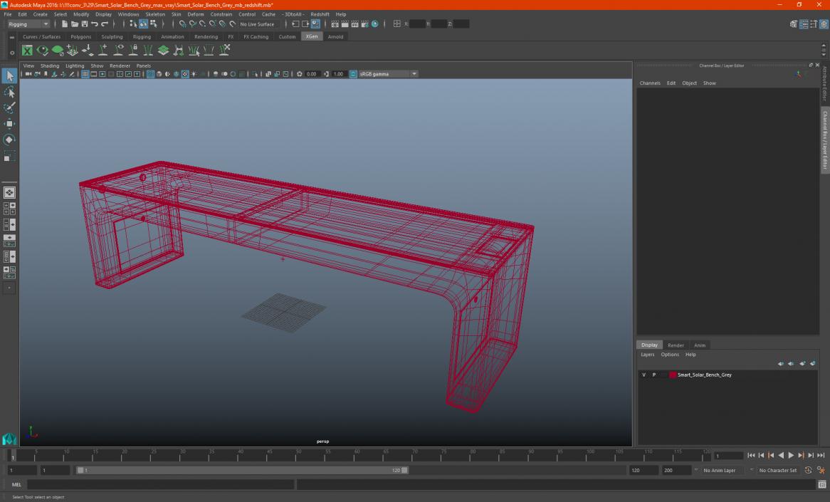 Smart Solar Bench Grey 3D