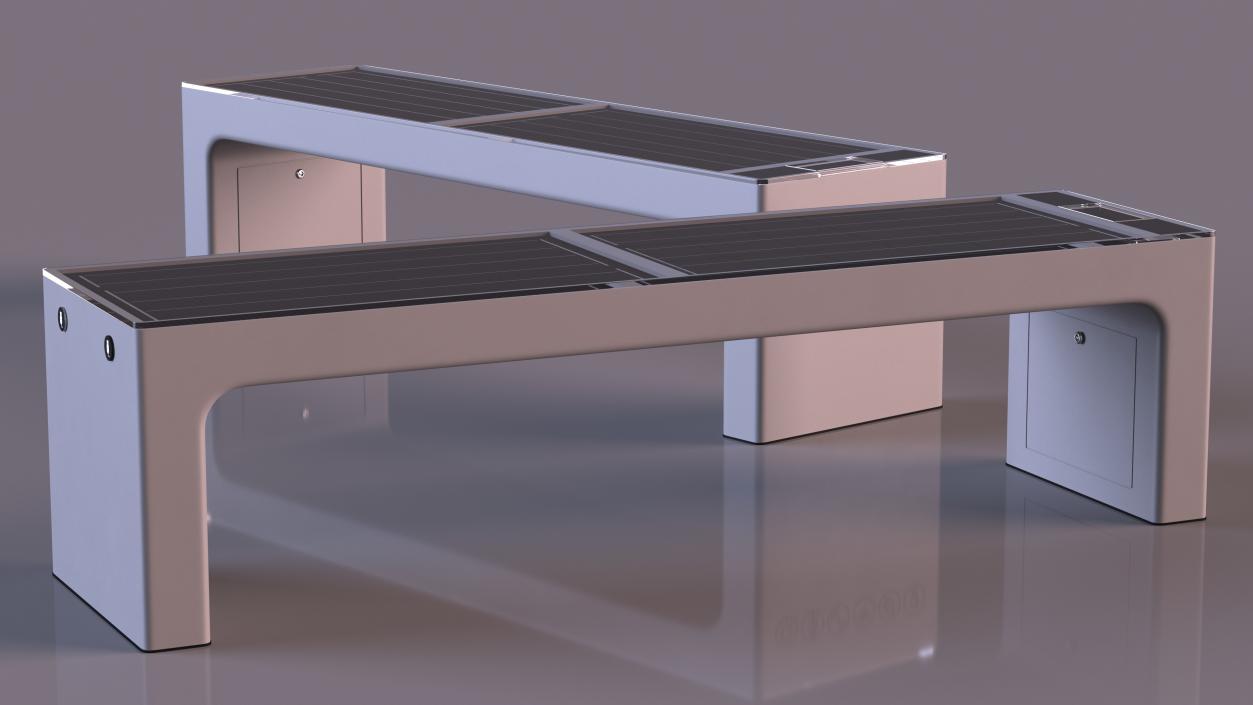 Smart Solar Bench Grey 3D