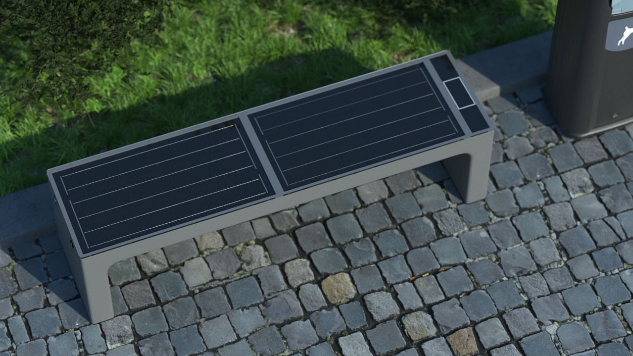 Smart Solar Bench Grey 3D