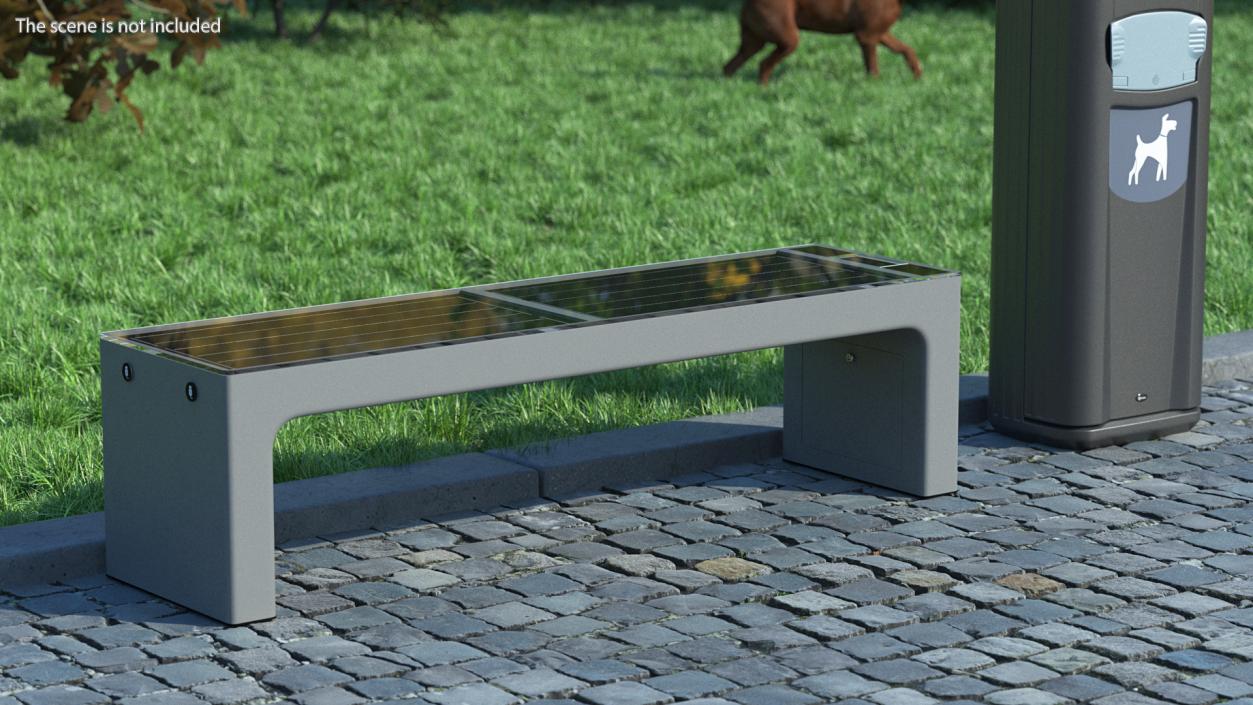 Smart Solar Bench Grey 3D