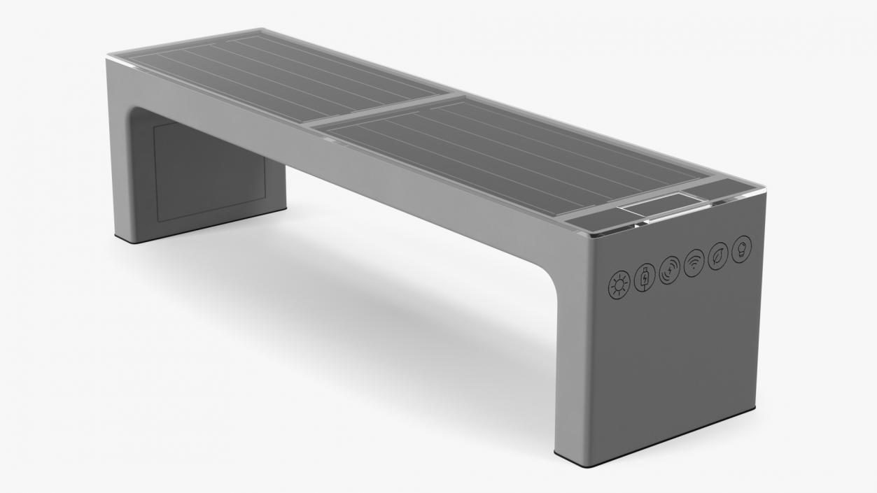 Smart Solar Bench Grey 3D