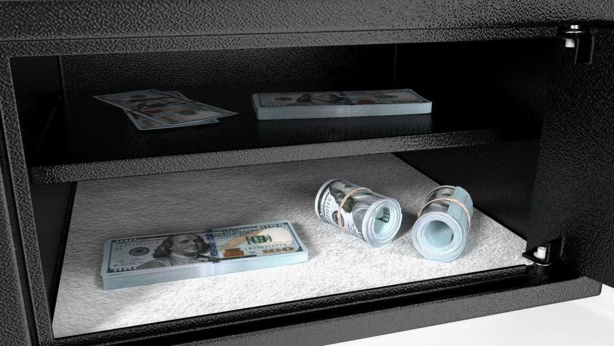 3D Digital Safe With Money model