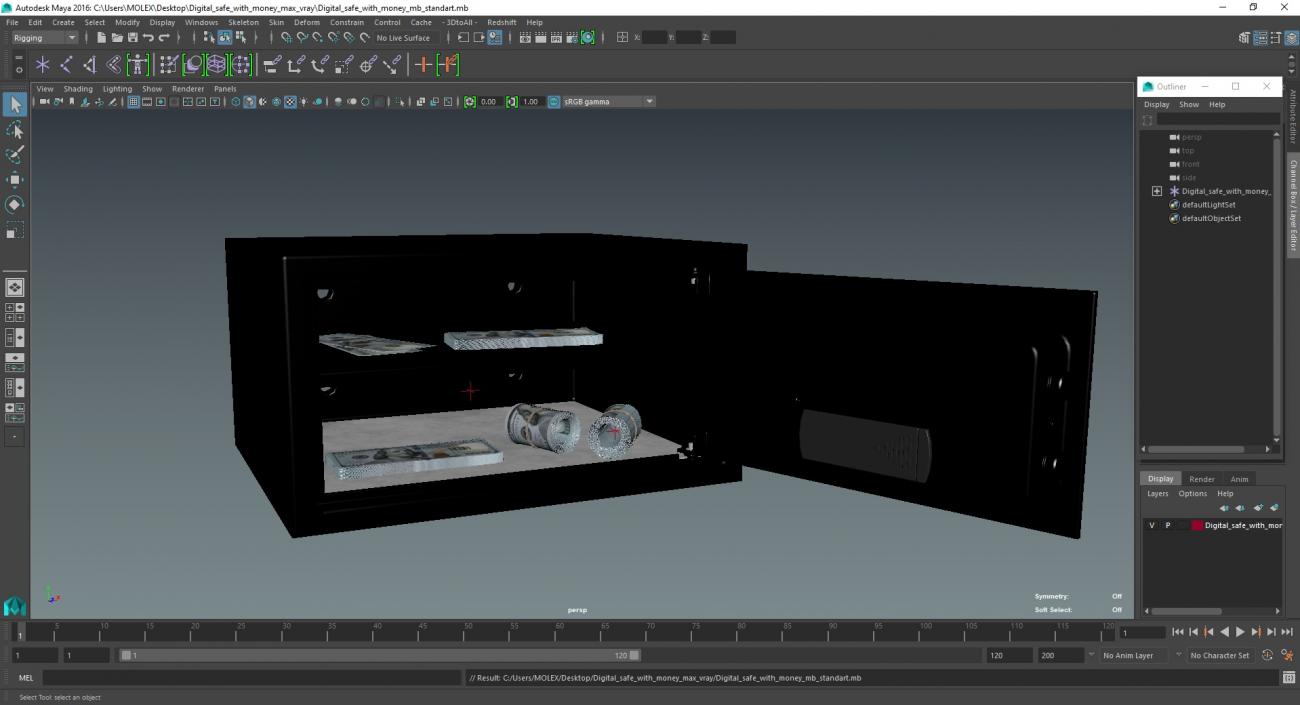 3D Digital Safe With Money model