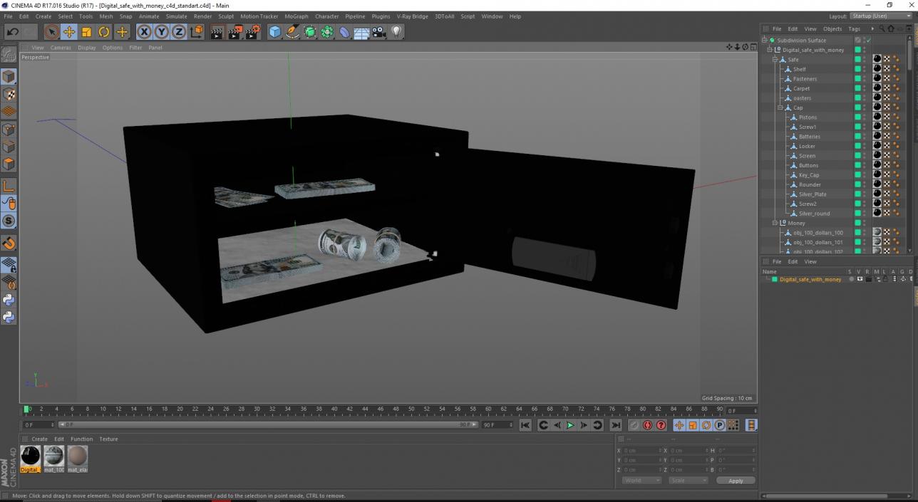 3D Digital Safe With Money model