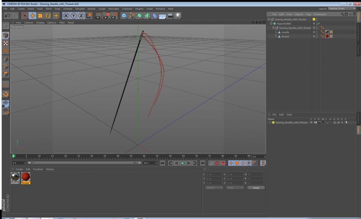 3D model Sewing Needle with Thread