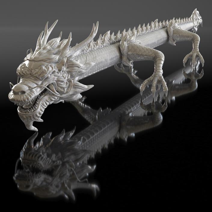 3D Silver Chinese Dragon Rigged model