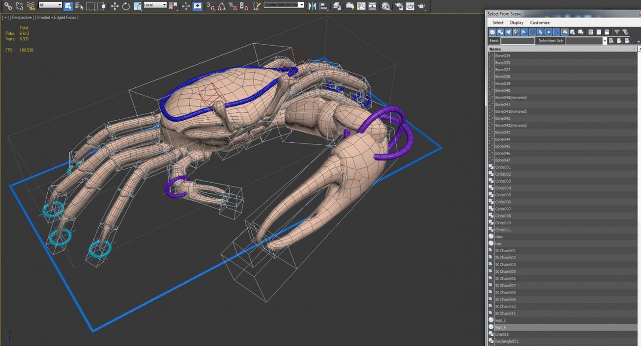 3D Fiddler Crab with Fur Rigged model