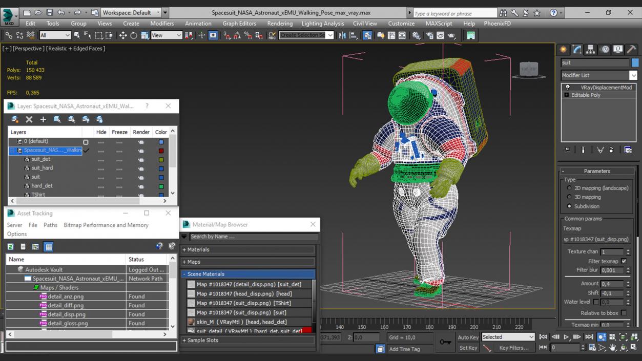 Spacesuit NASA Astronaut xEMU Walking Pose 3D