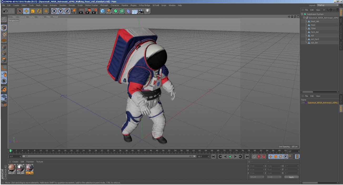 Spacesuit NASA Astronaut xEMU Walking Pose 3D