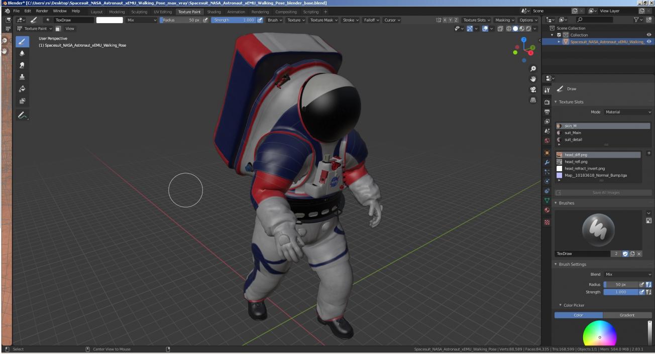 Spacesuit NASA Astronaut xEMU Walking Pose 3D