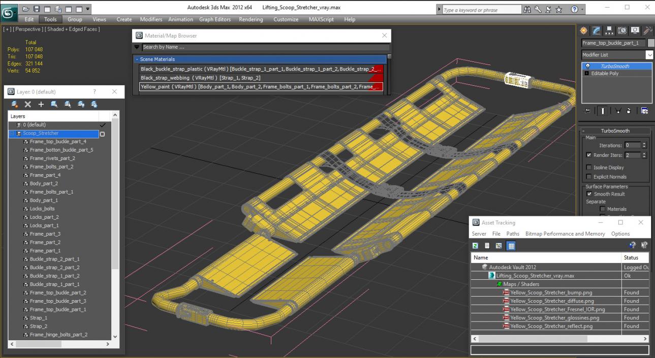 3D Lifting Scoop Stretcher model