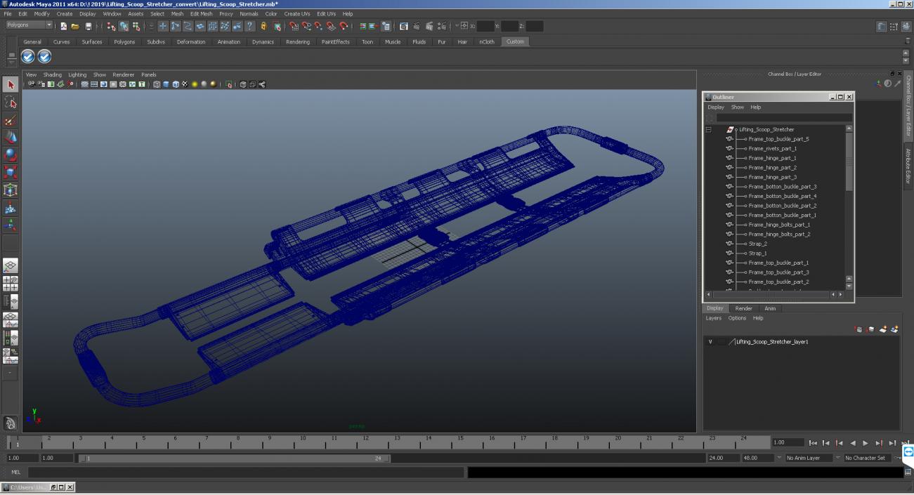 3D Lifting Scoop Stretcher model