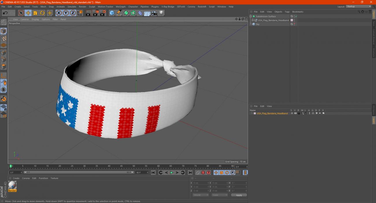 3D model USA Flag Bandana Headband