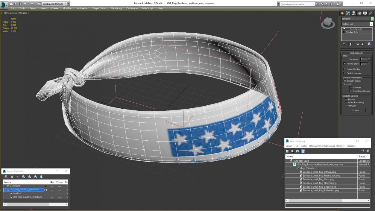 3D model USA Flag Bandana Headband