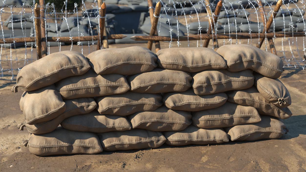 3D Sandbag Wall Dirty model