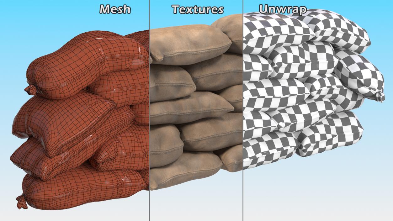 3D Sandbag Wall Dirty model