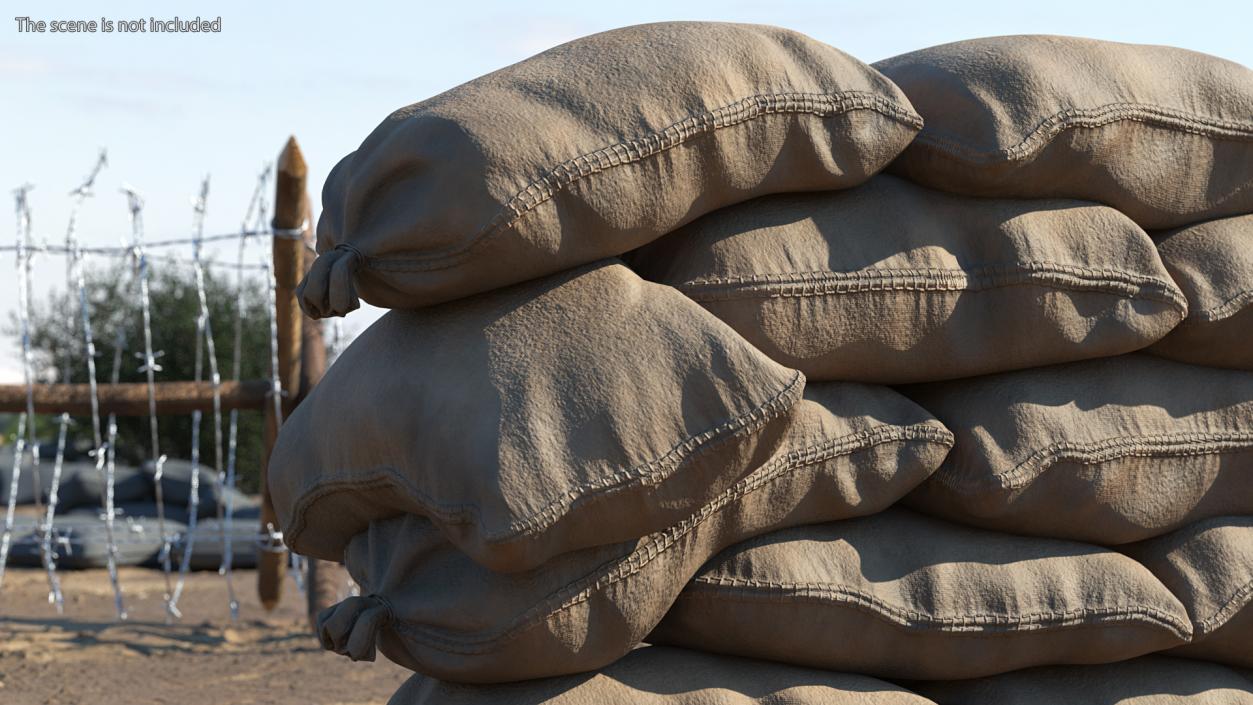 3D Sandbag Wall Dirty model