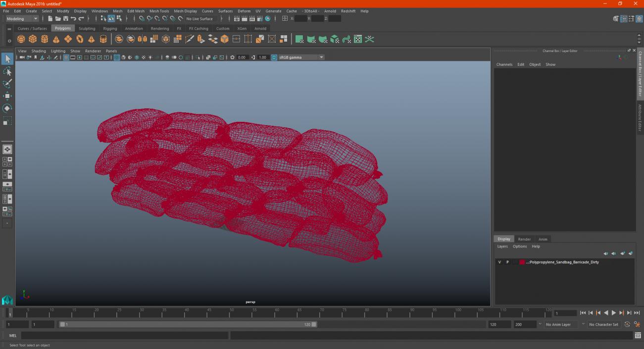 3D Sandbag Wall Dirty model