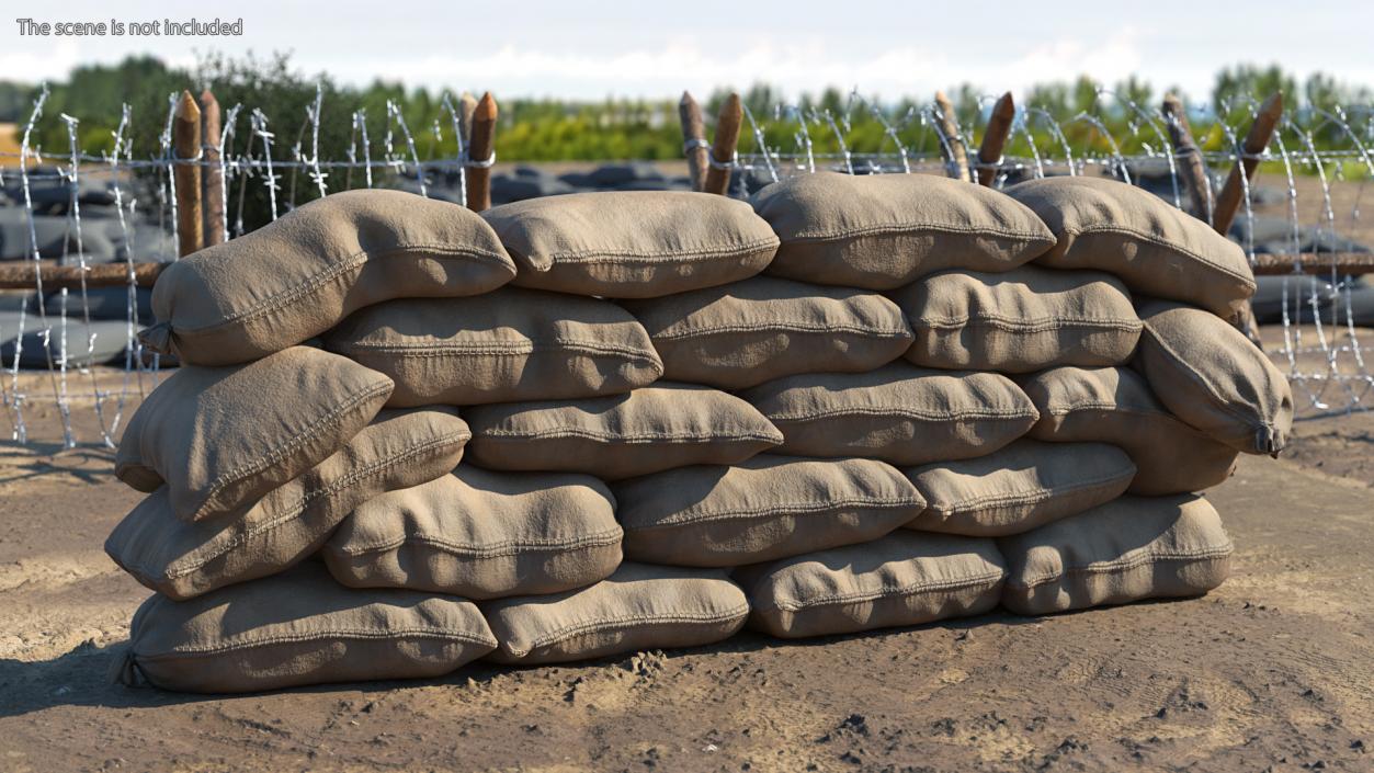 3D Sandbag Wall Dirty model