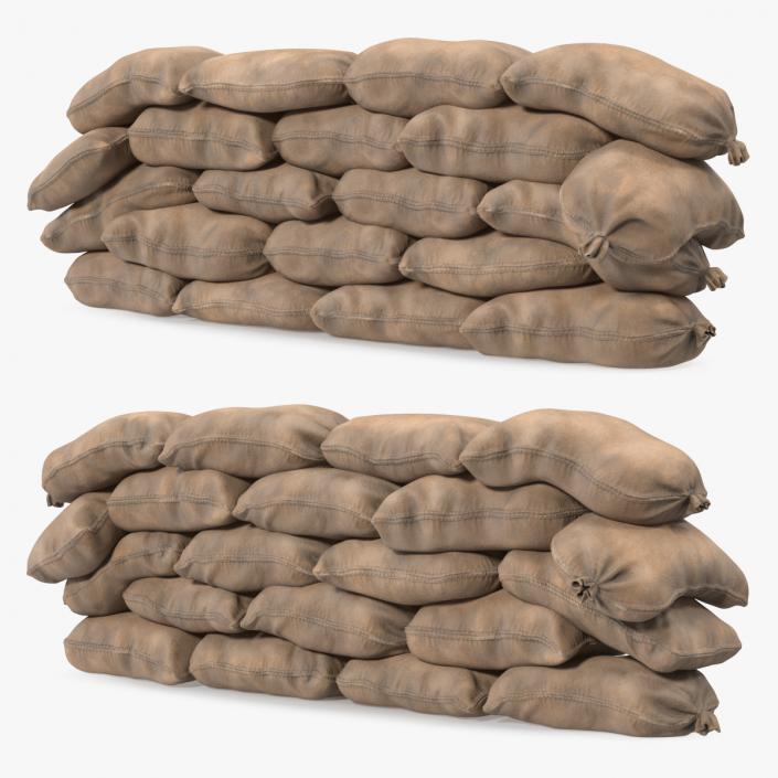 3D Sandbag Wall Dirty model