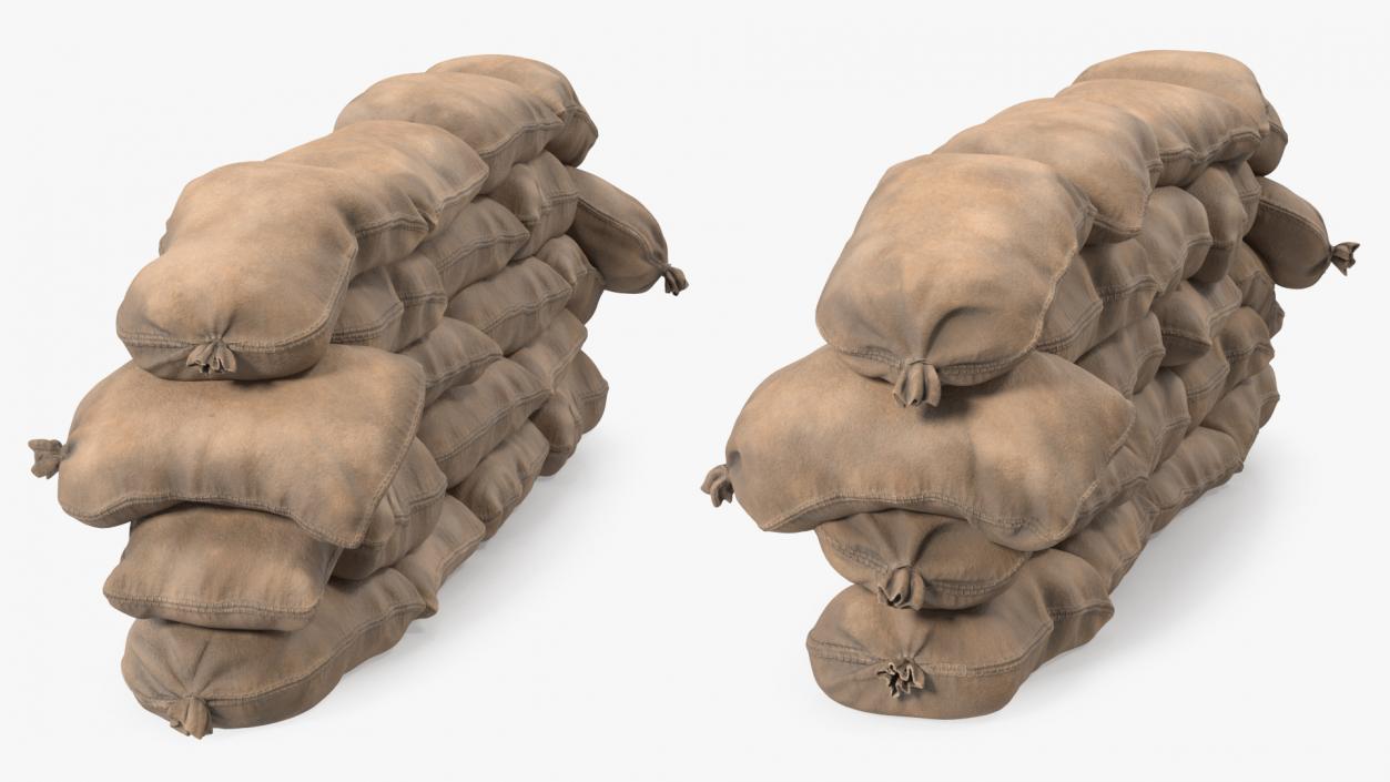 3D Sandbag Wall Dirty model