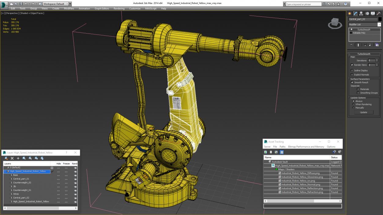 High Speed Industrial Robot Yellow 3D model