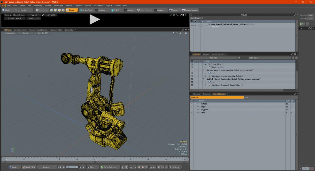 High Speed Industrial Robot Yellow 3D model