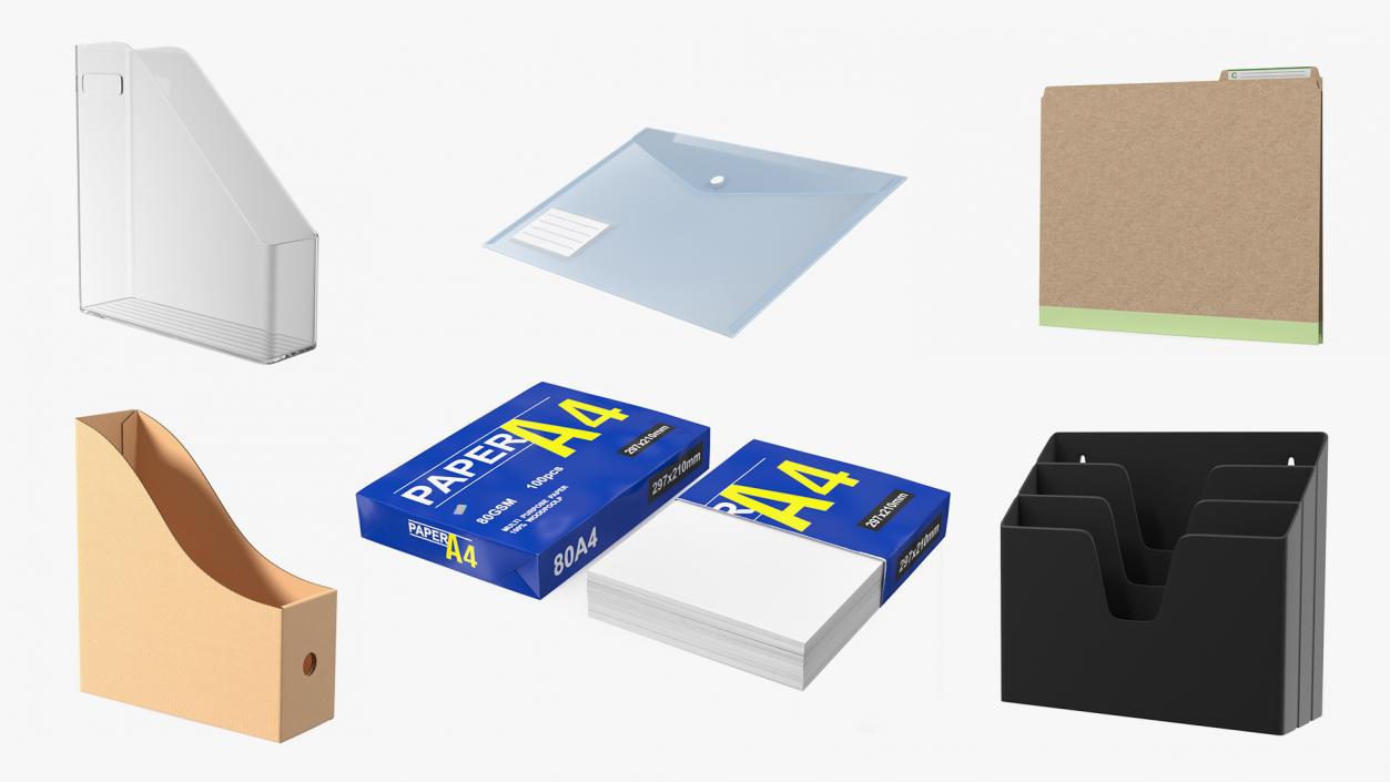 3D model Paper File Holders with Paper Pack Collection