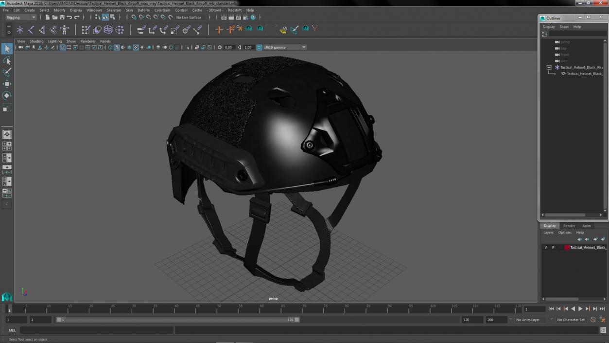 Tactical Helmet Black Airsoft 3D model