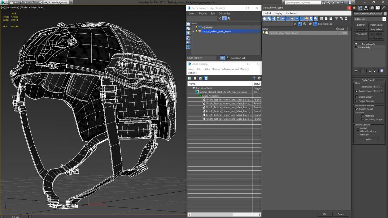 Tactical Helmet Black Airsoft 3D model