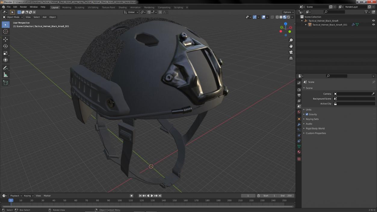 Tactical Helmet Black Airsoft 3D model