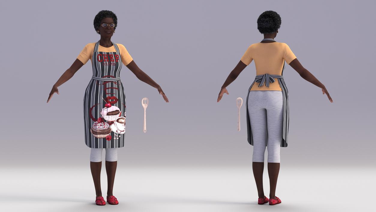 Afro American Woman Kitchen Style Rigged for Modo 3D model