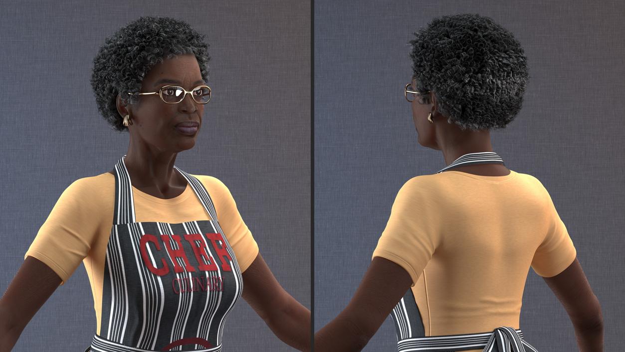 Afro American Woman Kitchen Style Rigged for Modo 3D model