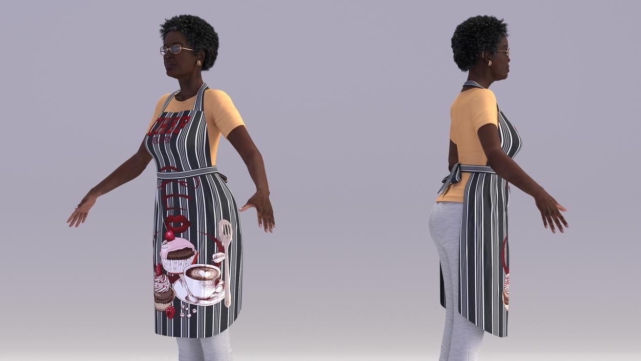 Afro American Woman Kitchen Style Rigged for Modo 3D model