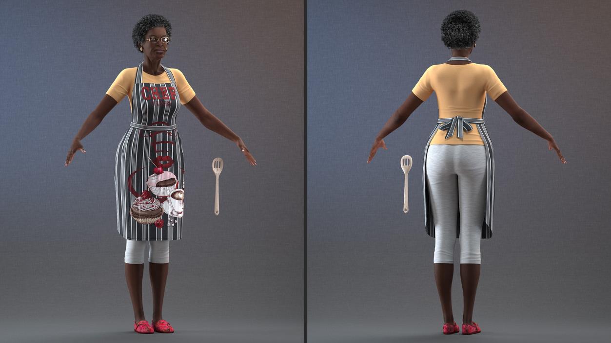 Afro American Woman Kitchen Style Rigged for Modo 3D model