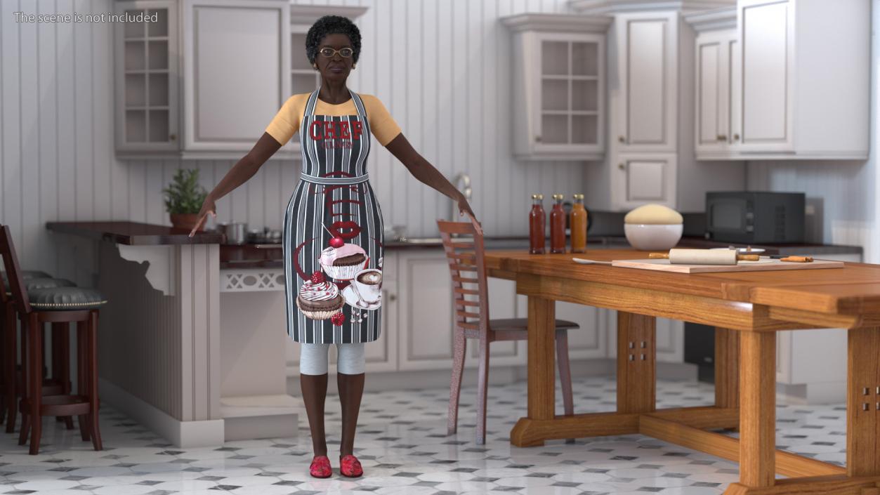 Afro American Woman Kitchen Style Rigged for Modo 3D model