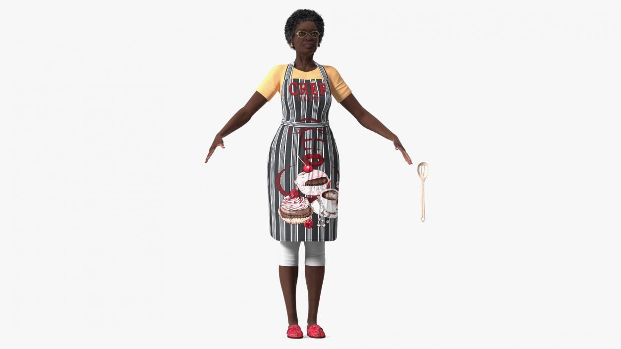 Afro American Woman Kitchen Style Rigged for Modo 3D model